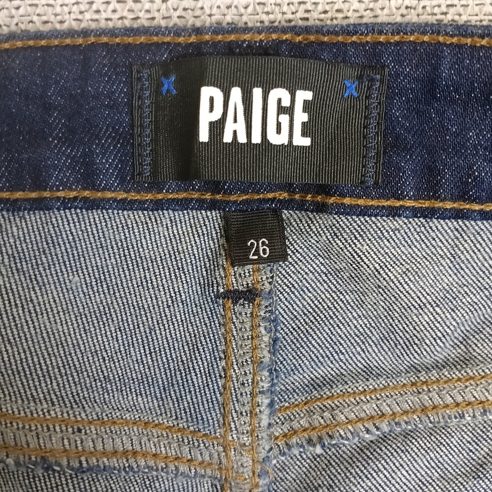 Paige High Rise Manhattan Jeans Women 26 Dark Wash Excellent Bootcut Stretch - Picture 6 of 9